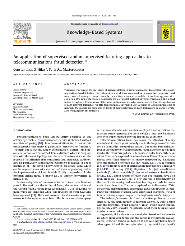 (PDF) An application of supervised and unsupervised learning approaches ...