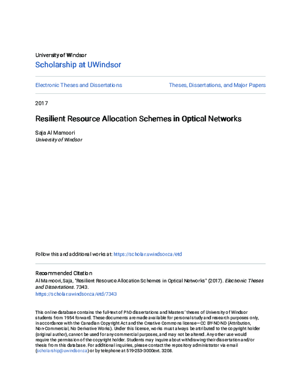 (PDF) Resilient Resource Allocation Schemes in Optical Networks