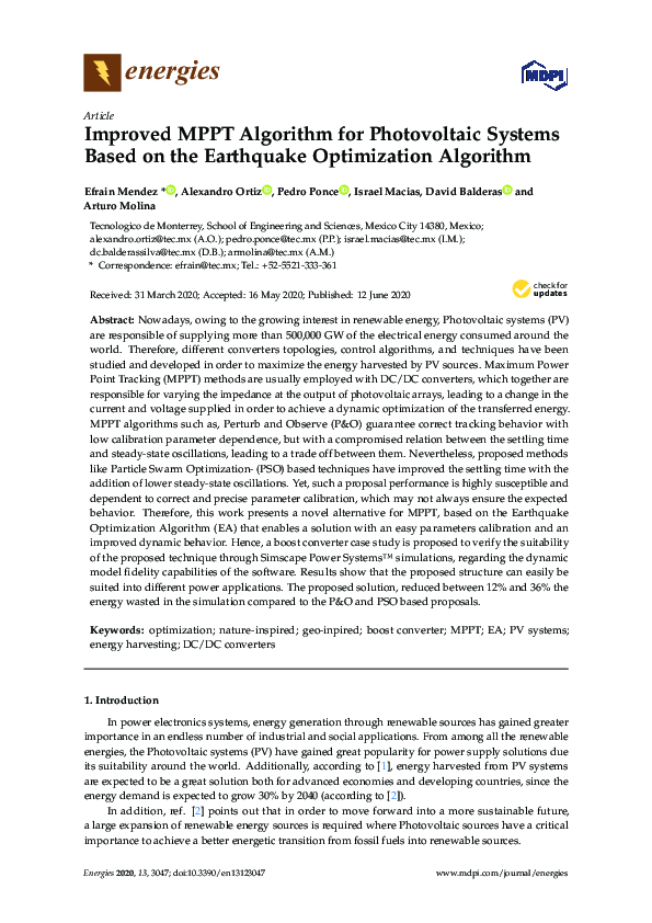 (PDF) Improved MPPT Algorithm for Photovoltaic Systems Based on the ...