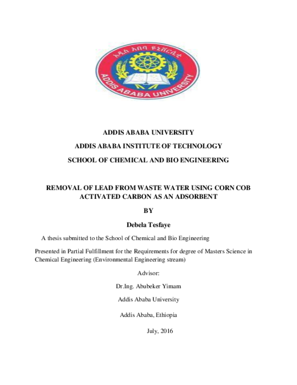 (PDF) ―Removal of Lead from Waste Water Using Corn Cob Activated Carbon ...