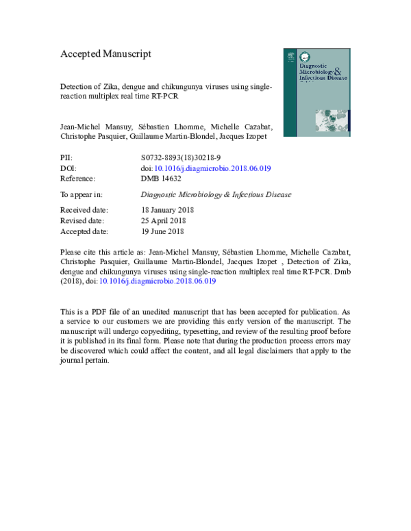 (PDF) Detection of Zika, dengue and chikungunya viruses using single ...