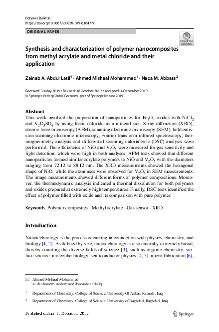 (PDF) Synthesis and characterization of polymer nanocomposites ...