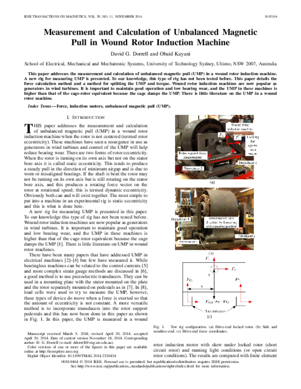  pdf measurement and calculation of unbalanced magnetic pull in wound