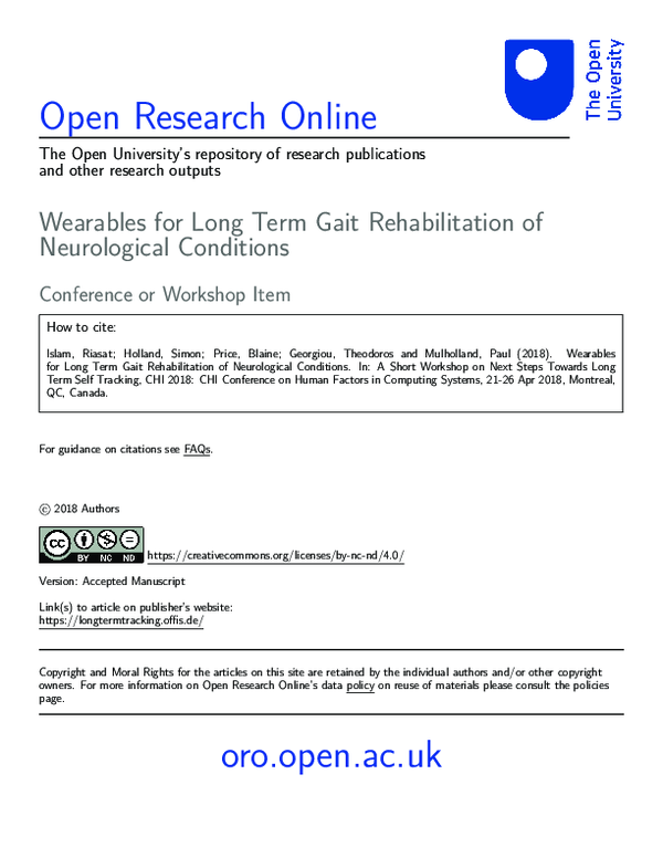 (PDF) Wearables for Long Term Gait Rehabilitation of Neurological ...