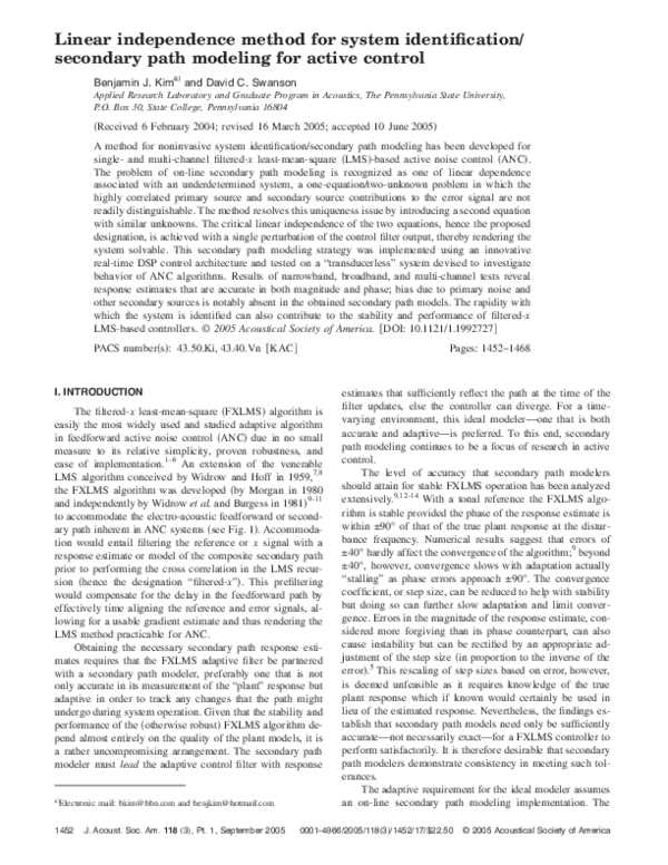 (PDF) Linear independence method for system identification/secondary ...