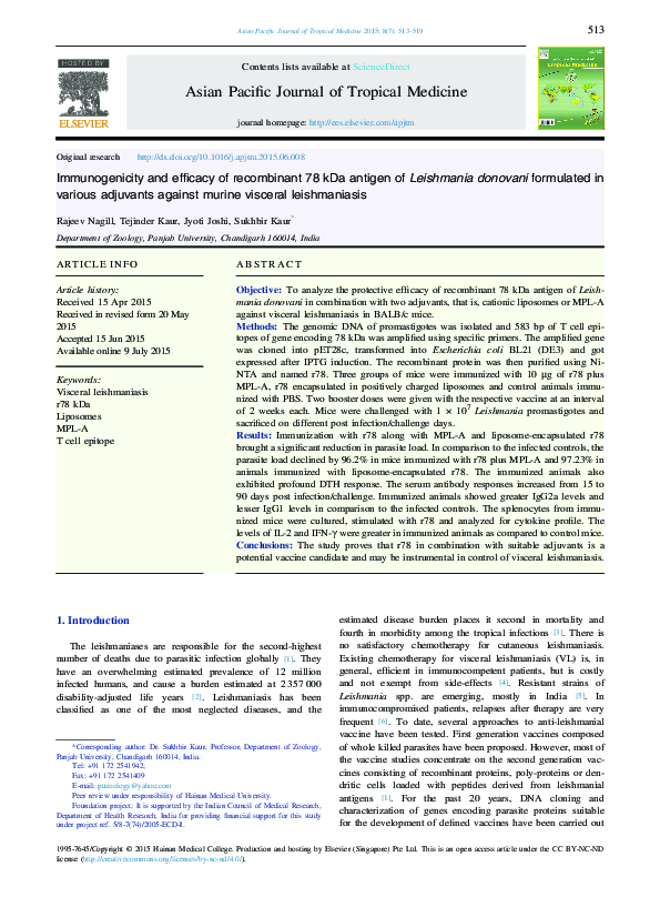 (PDF) Immunogenicity and efficacy of recombinant 78 kDa antigen of ...