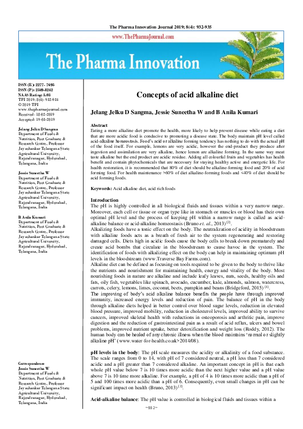 Concepts of acid alkaline diet