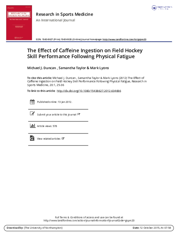 (PDF) The effect of caffeine ingestion on field hockey skill ...