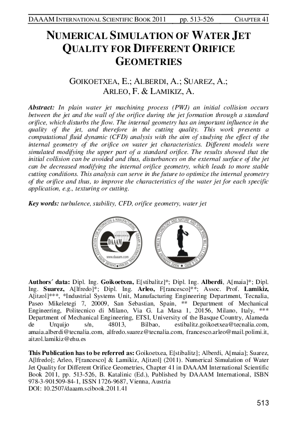 (PDF) Numerical Simulation of Water Jet Quality for Different Orifice ...