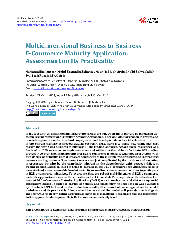 (PDF) Multidimensional Business to Business E-Commerce Maturity ...