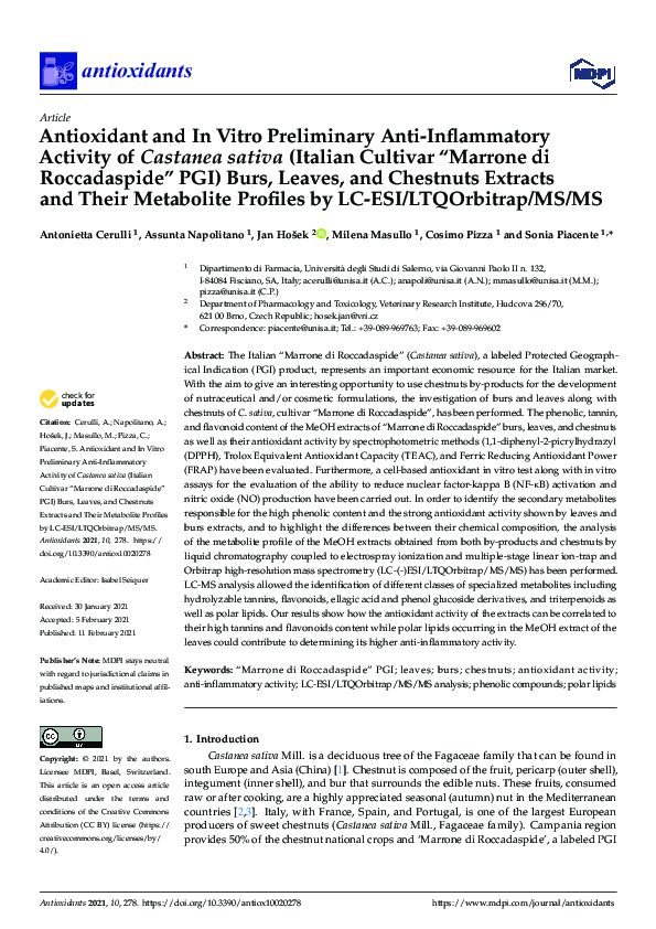 (PDF) Antioxidant and In Vitro Preliminary Anti-Inflammatory Activity ...