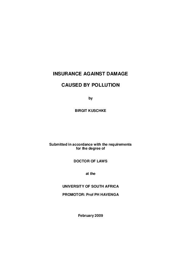 (PDF) Insurance against damage caused by pollution