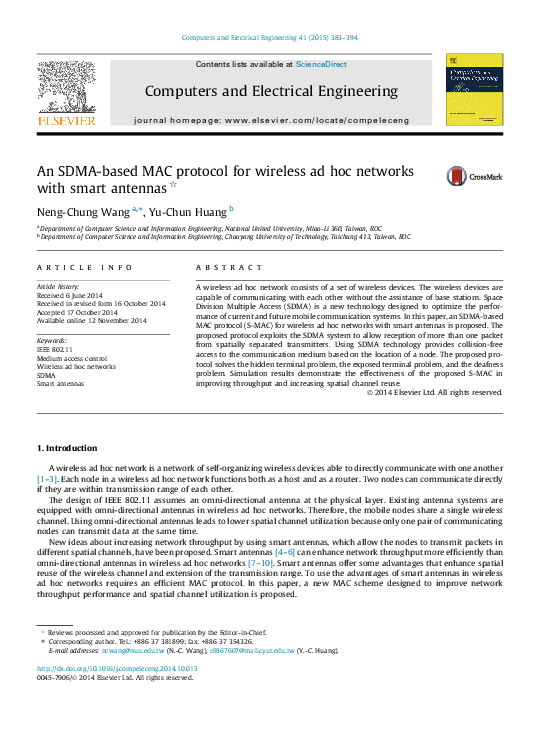 (PDF) An SDMA-based MAC protocol for wireless ad hoc networks with ...