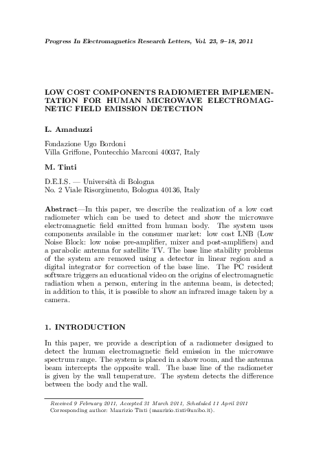 (PDF) Low Cost Components Radiometer Implementation for Human Microwave ...