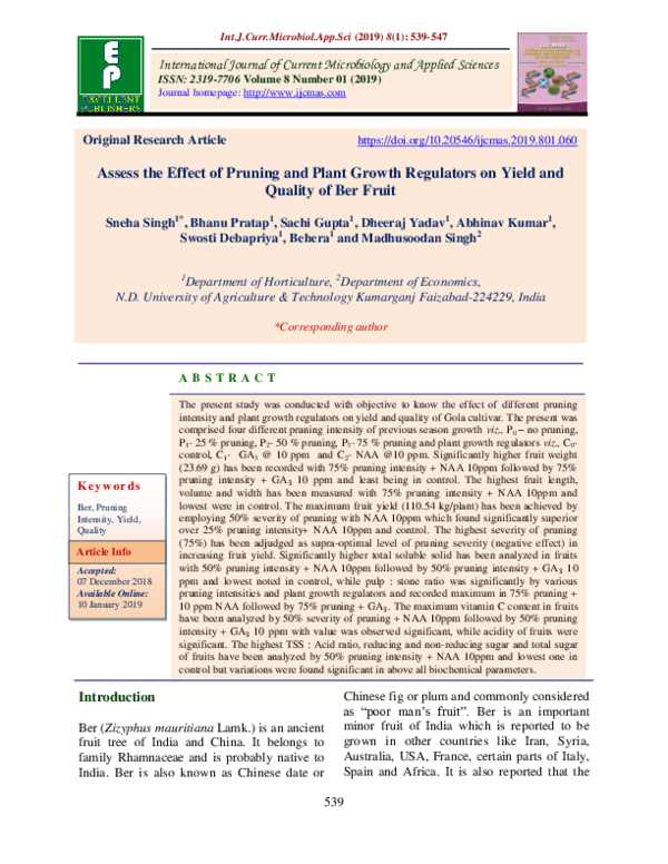 (PDF) Assess the Effect of Pruning and Plant Growth Regulators on Yield ...