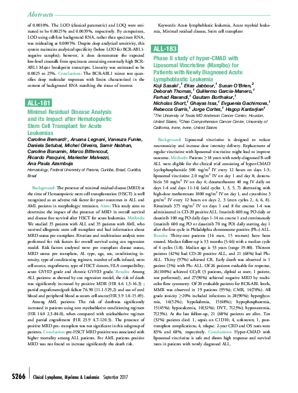 (PDF) Minimal Residual Disease Analysis and its Impact after ...