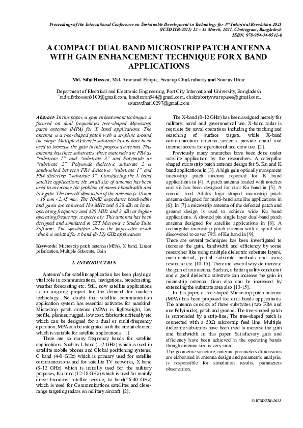(PDF) A COMPACT DUAL BAND MICROSTRIP PATCH ANTENNA WITH GAIN ...