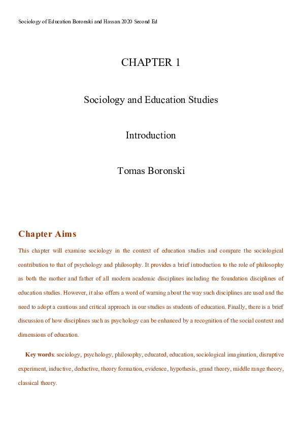 Sociology And Education