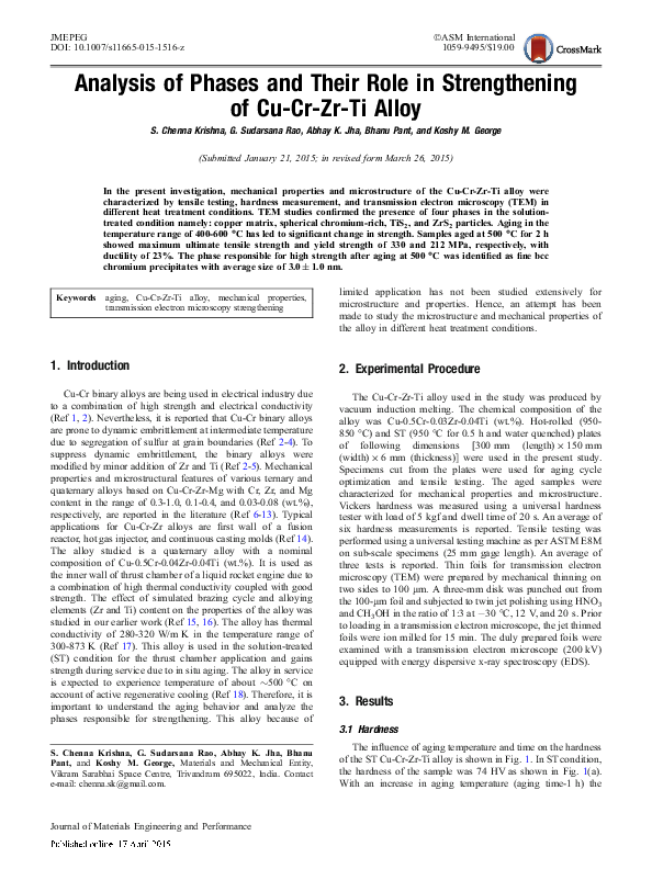 Fresh Look at Pdf Analysis Of Phases And Their Role In Strengthening Of