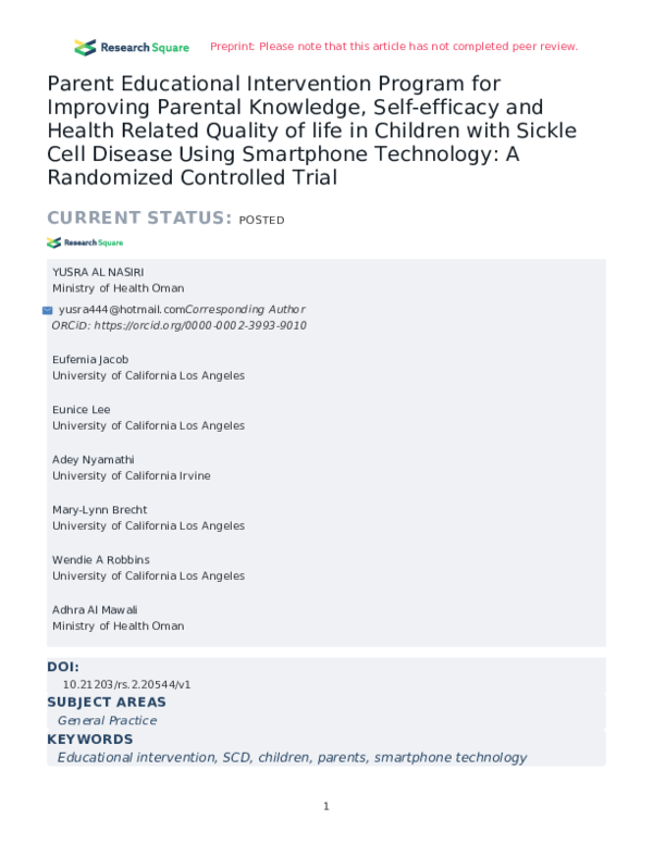 (PDF) Parent Educational Intervention Program for Improving Parental ...