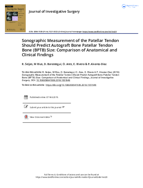 (PDF) Sonographic Measurement of the Patellar Tendon Should Predict ...