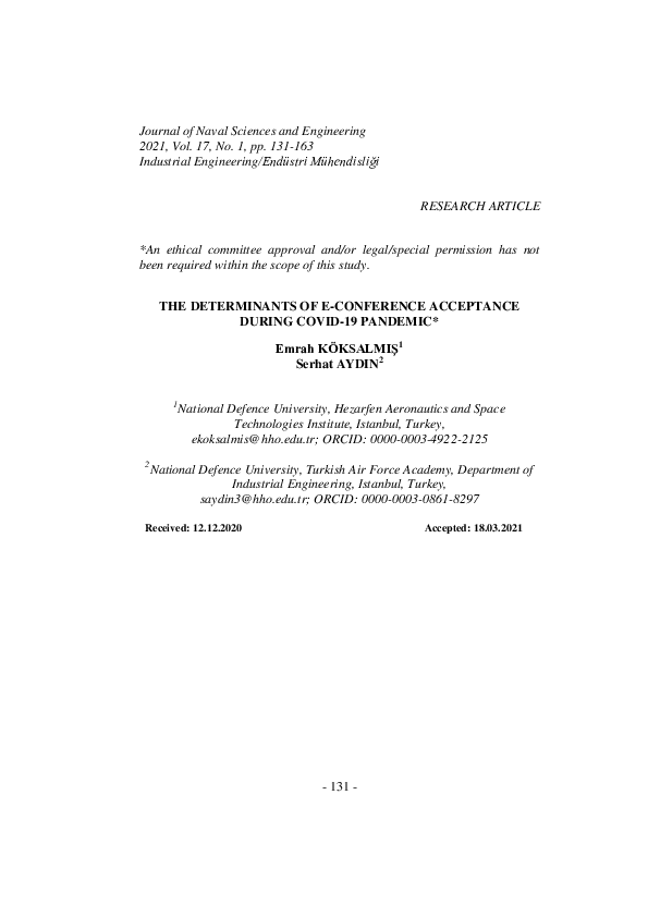 (PDF) The Determinants of E-Conference Acceptance During COVID-19 Pandemic