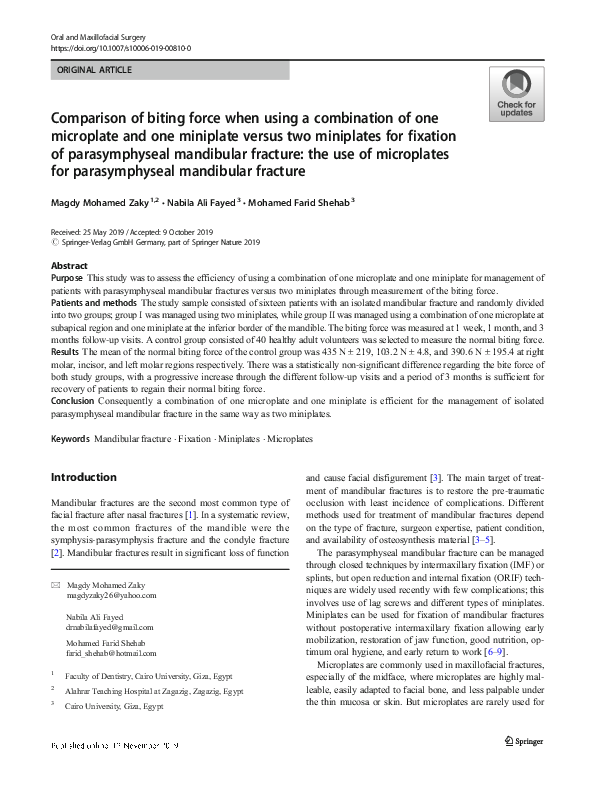(PDF) Comparison of biting force when using a combination of one