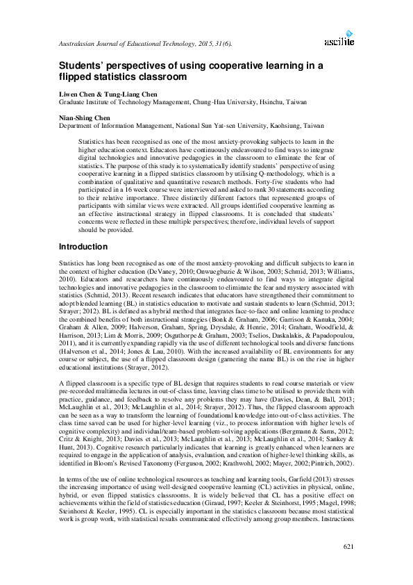(PDF) Students’ perspectives of using cooperative learning in a flipped ...