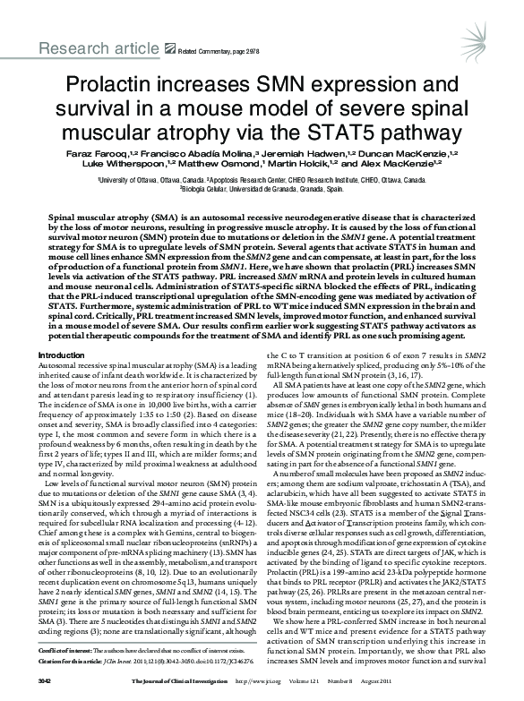 (PDF) Prolactin increases SMN expression and survival in a mouse model ...