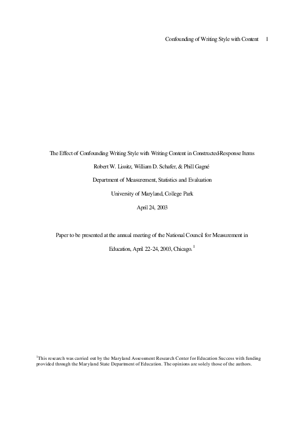 (PDF) The Effect of Confounding Writing Style with Writing Content in ...
