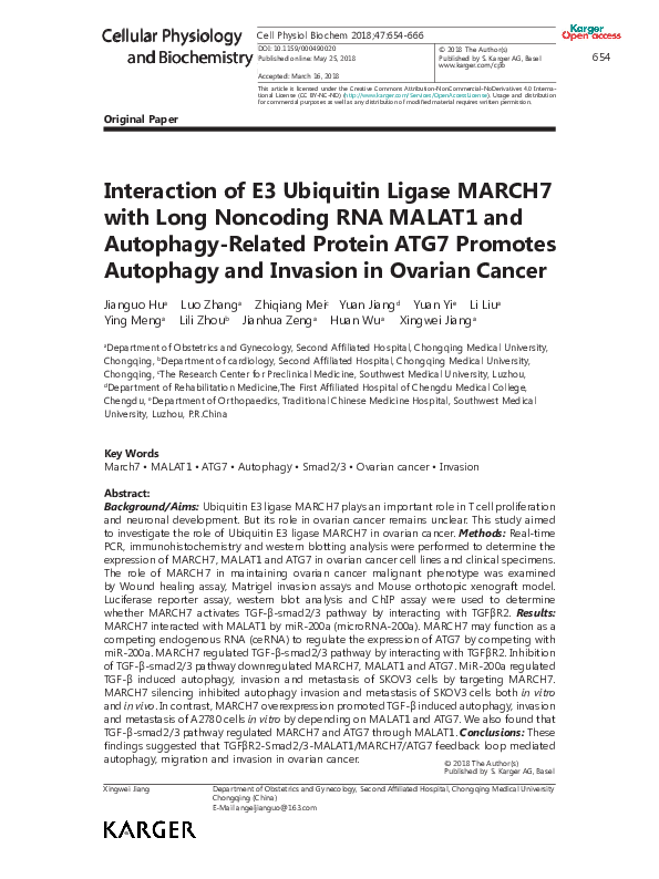 (PDF) Interaction of E3 Ubiquitin Ligase MARCH7 with Long Noncoding RNA ...