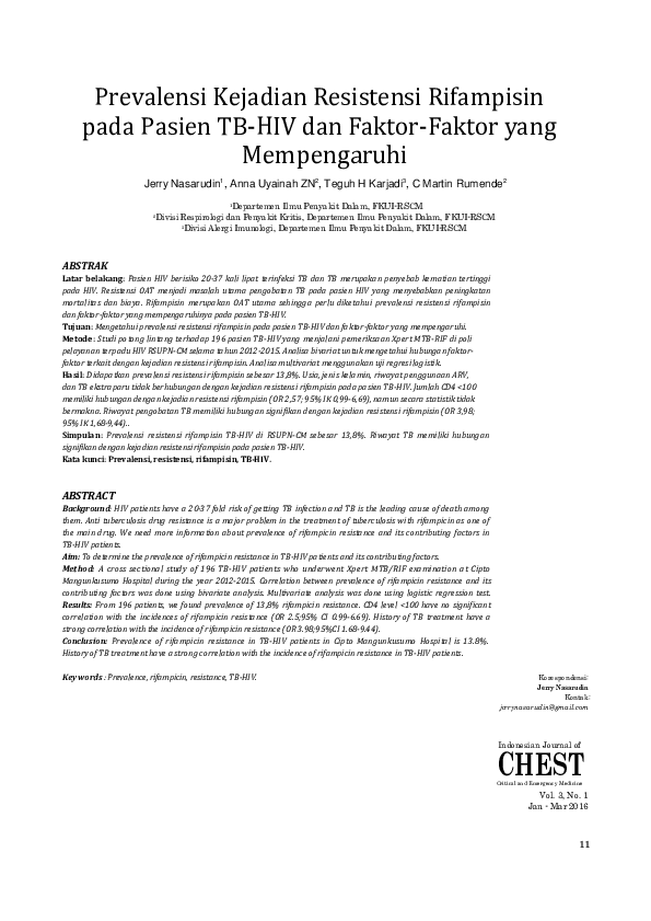(PDF) Prevalensi Kejadian Resistensi Rifampisin pada Pasien TB-HIV dan ...