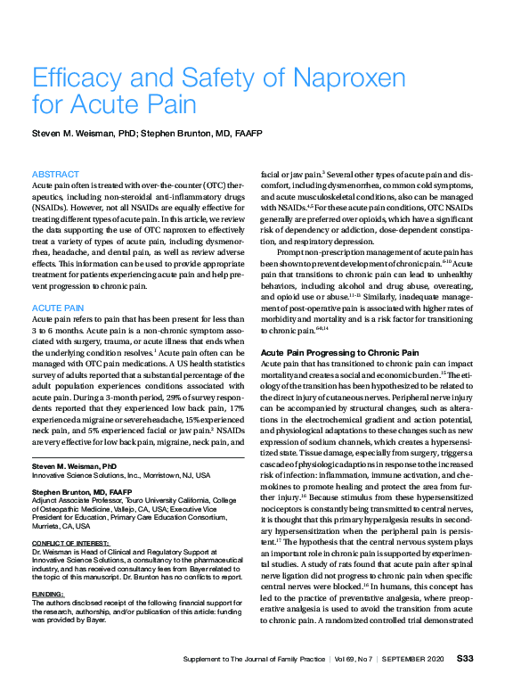 (PDF) Efficacy and Safety of Naproxen for Acute Pain