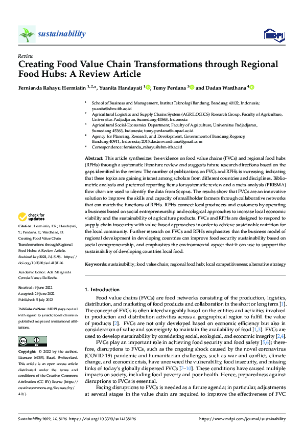 (PDF) Creating Food Value Chain Transformations through Regional Food ...