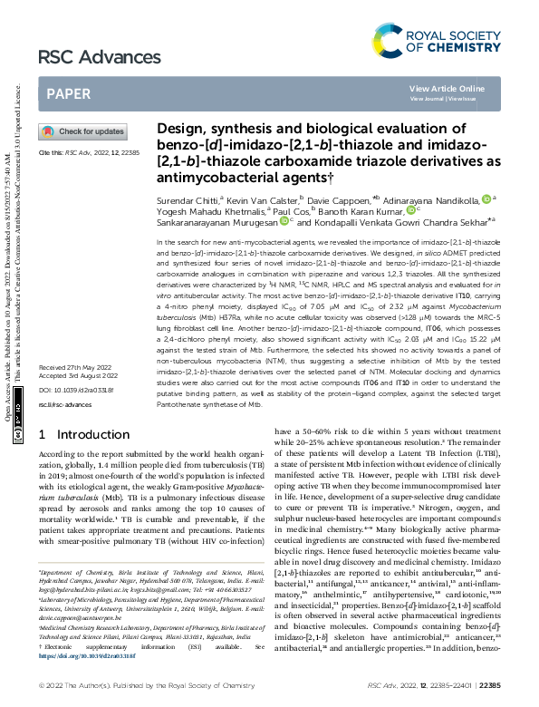 (PDF) Design, synthesis and biological evaluation of benzo-[d]-imidazo ...