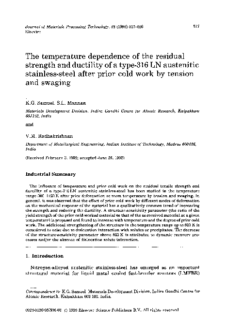 (PDF) The temperature dependence of the residual strength and ductility ...