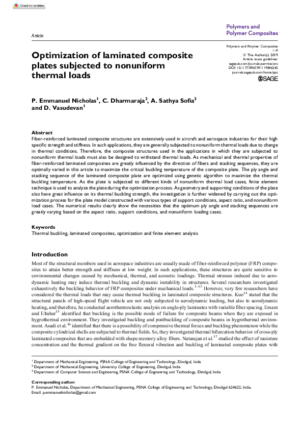 (PDF) Optimization of laminated composite plates subjected to ...