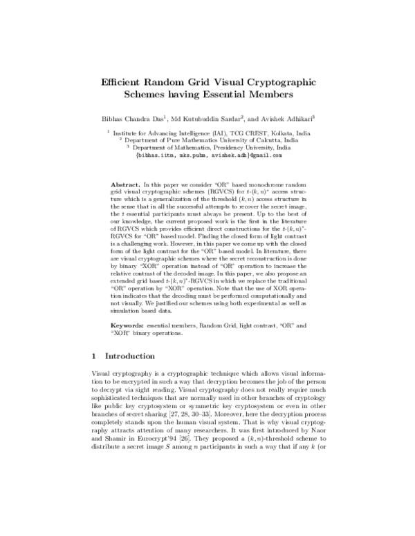 (PDF) Efficient Random Grid Visual Cryptographic Schemes having ...