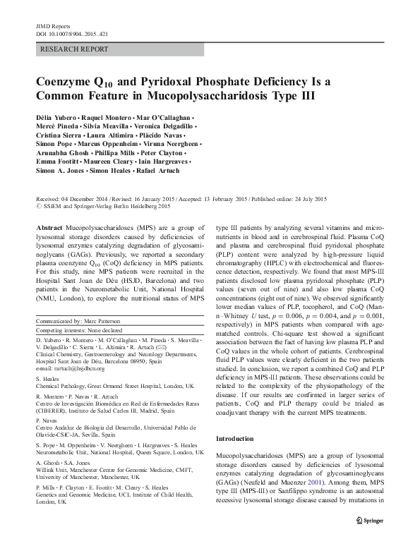 (PDF) Coenzyme Q10 and Pyridoxal Phosphate Deficiency Is a Common