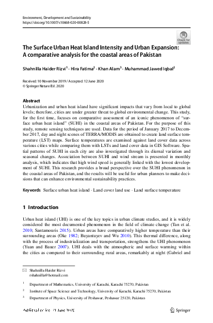 (PDF) The Surface Urban Heat Island Intensity and Urban Expansion: A ...