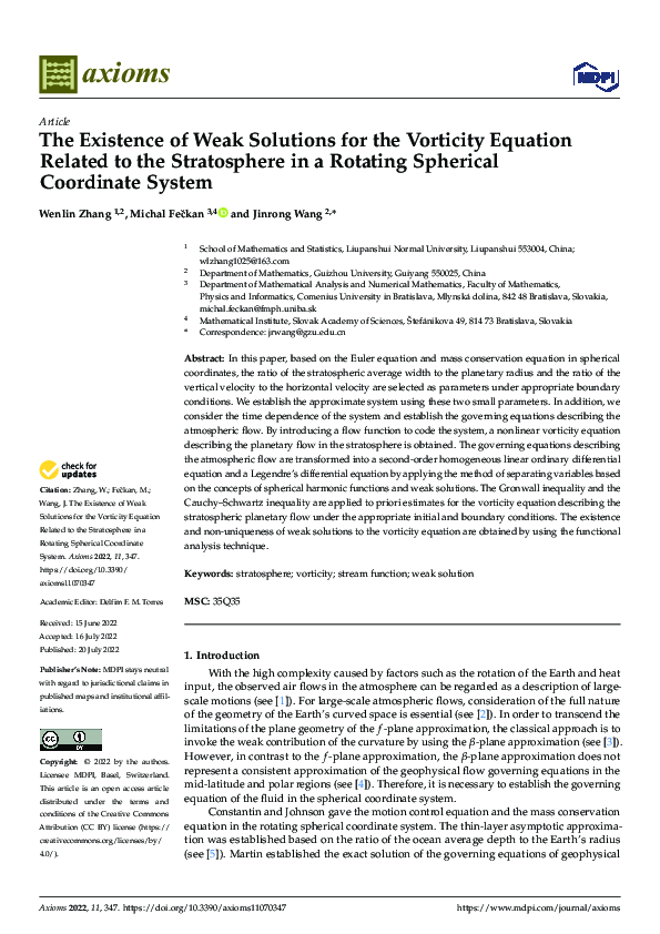 (PDF) The Existence of Weak Solutions for the Vorticity Equation ...