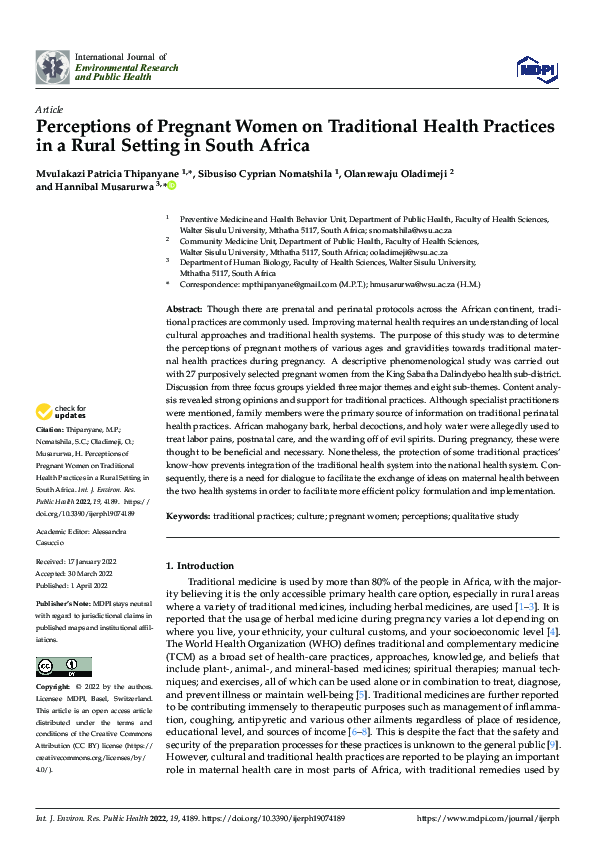 (PDF) Perceptions of Pregnant Women on Traditional Health Practices in ...