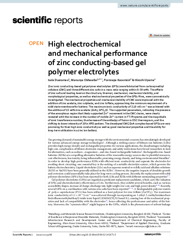 (PDF) High electrochemical and mechanical performance of zinc ...
