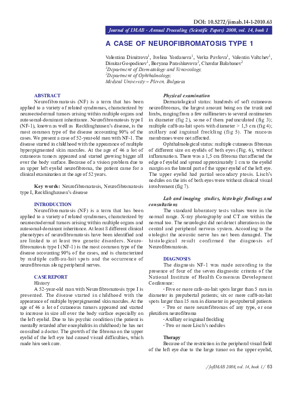 (PDF) A Case of Neurofibromatosis Type 1