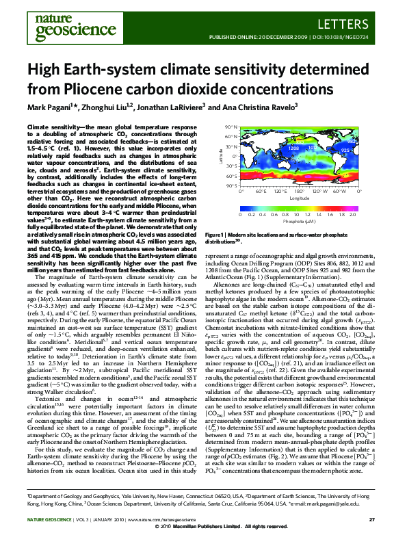 (PDF) High Earth-system climate sensitivity determined from Pliocene ...