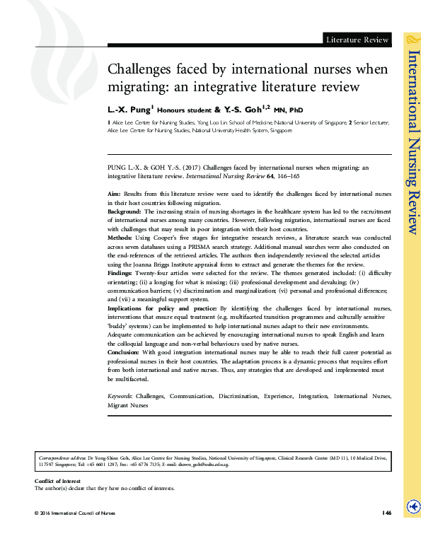 (PDF) Challenges faced by international nurses when migrating an