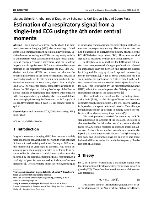 (PDF) Estimation of a respiratory signal from a single-lead ECG using ...