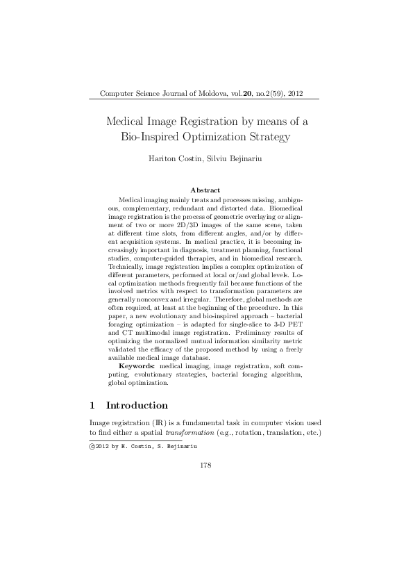 (PDF) Medical Image Registration by means of a Bio-Inspired ...