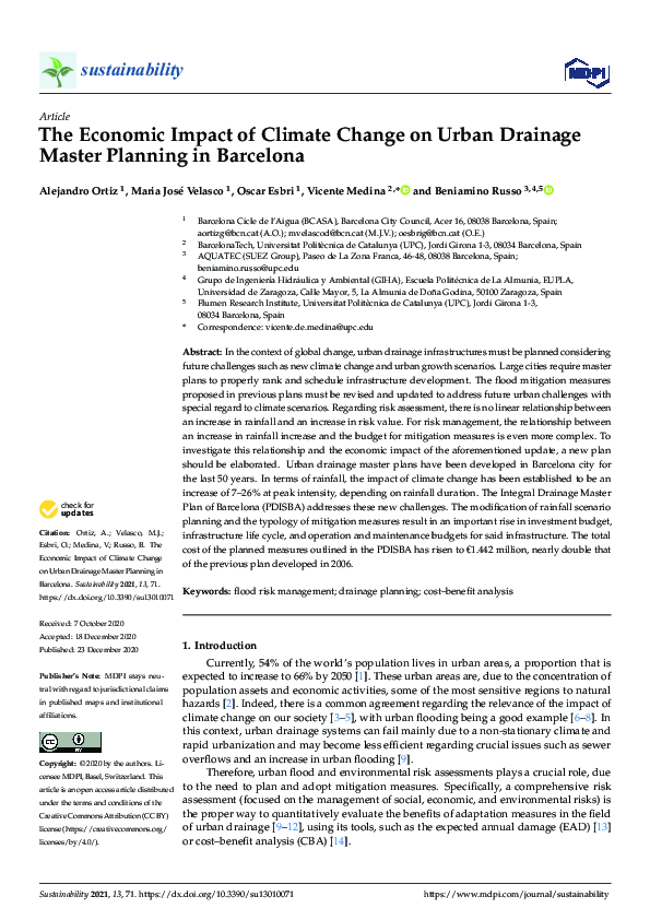 (PDF) The Economic Impact of Climate Change on Urban Drainage Master ...