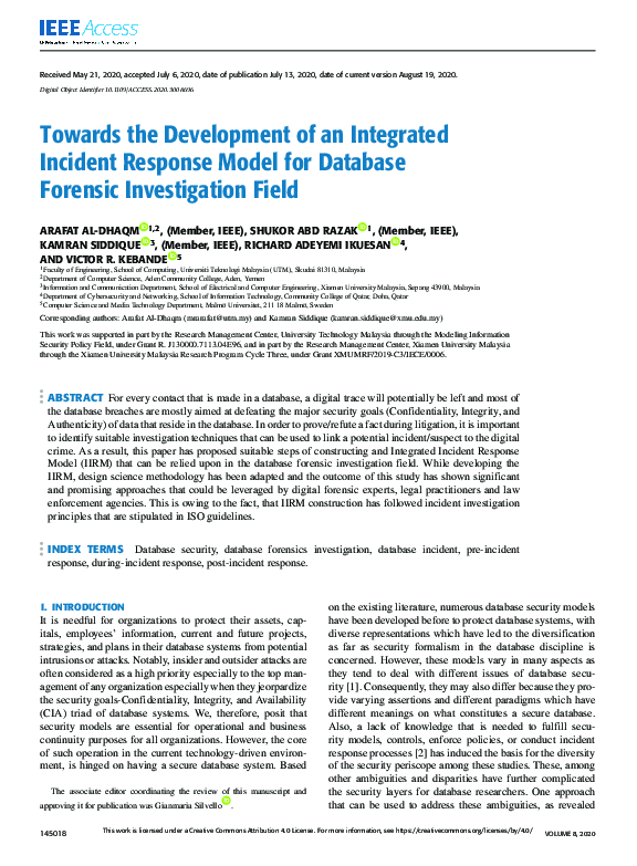 (PDF) Towards the Development of an Integrated Incident Response Model ...